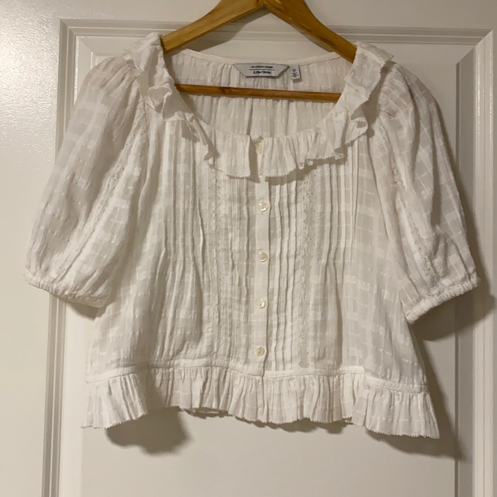 White Cotton Blouse w/ frills